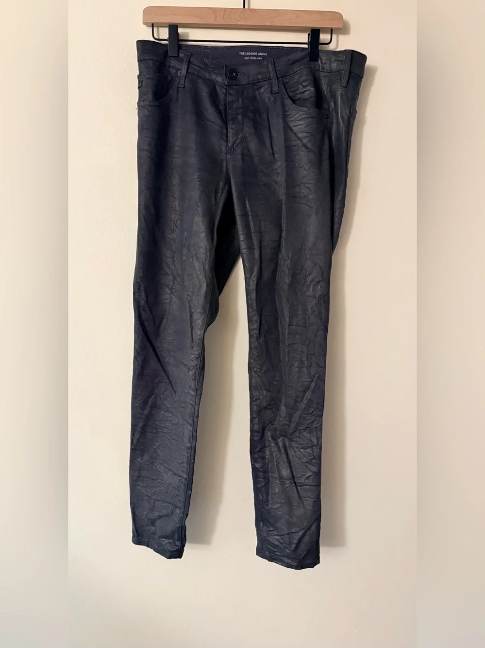 AG Adriano Goldschmied The Legging Ankle in a Leatherette Coated Finish, 30R